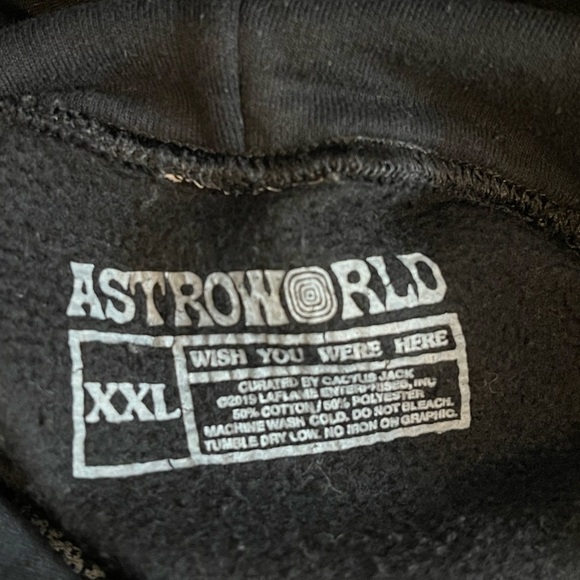 Travis Scott Astroworld NYC Hodie Bleached Black Grunge Streetwear Festival XXL - Picture 5 of 10